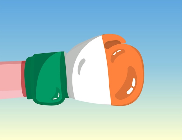 Flag of Ireland on boxing glove Confrontation between countries with competitive power