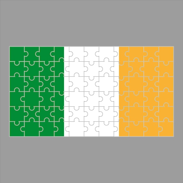 Flag of Ireland puzzle on gray background