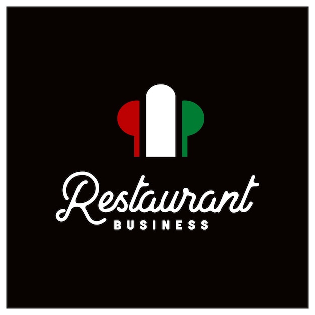 Flag of Italy with Chef Hat for Italian Pizza Pizzeria Restaurant logo design vector