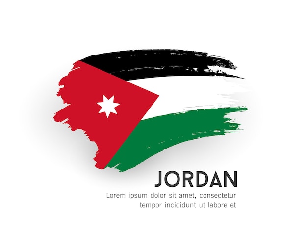 Flag of jordan vector brush stroke design isolated on white background illustration