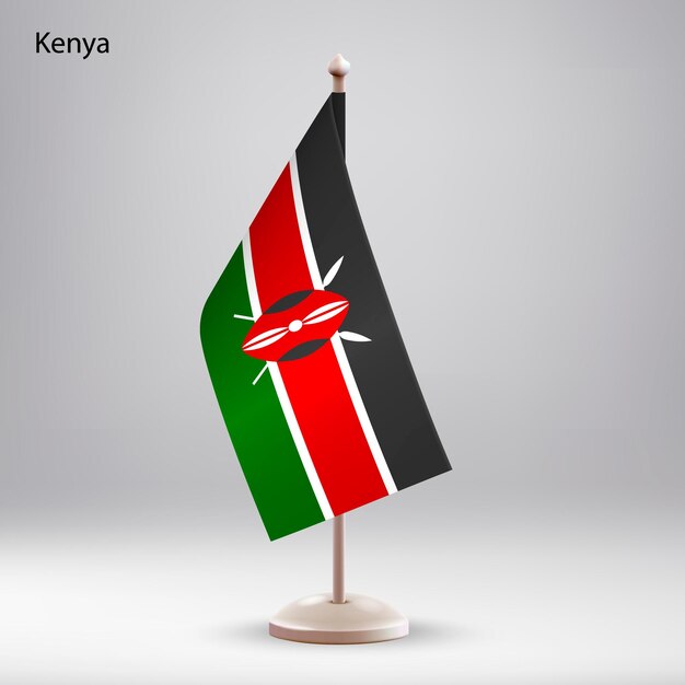 Vector flag of kenya hanging on a flag stand