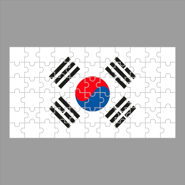 Flag Korea from puzzles on a gray background Vector illustration