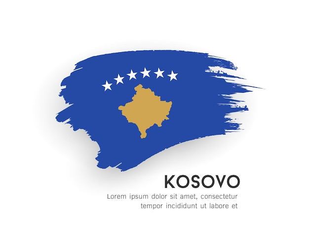 Flag of Kosovo, brush stroke design isolated on white background, EPS10 vector illustration