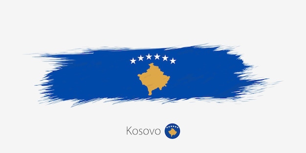 Flag of Kosovo grunge abstract brush stroke on gray background