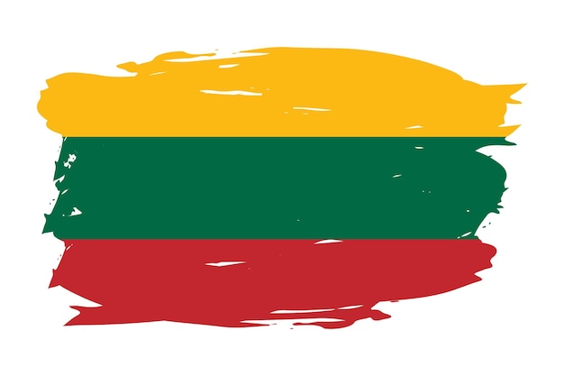 Flag of Lithuania painted with a brush stroke Abstract concept National flag in grunge style Vector illustration