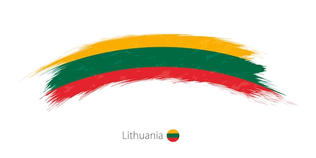 Flag of Lithuania in rounded grunge brush stroke. Vector illustration.