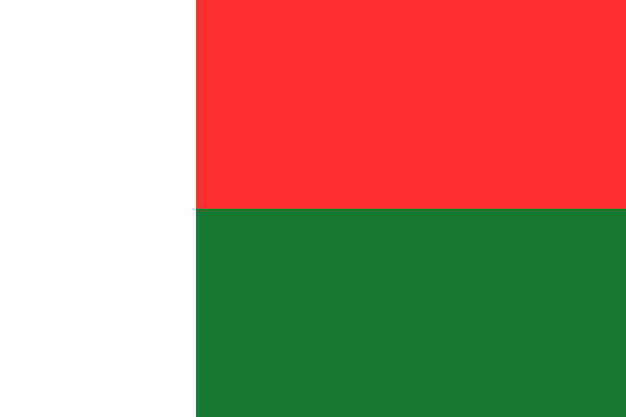 Flag of Madagascar Symbol african state in proportion correctly and official national colors Patriotic sign Eastern Africa country Vector icon illustration