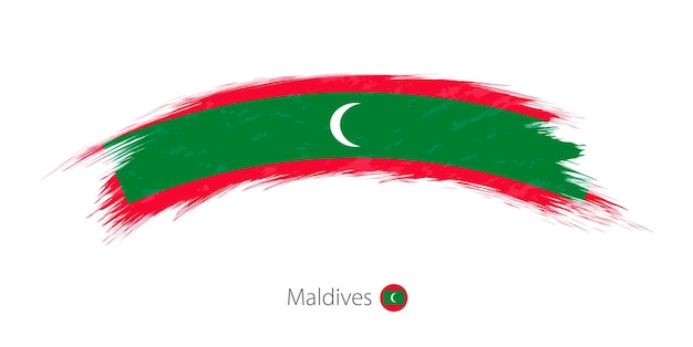 Flag of Maldives in rounded grunge brush stroke. Vector illustration.