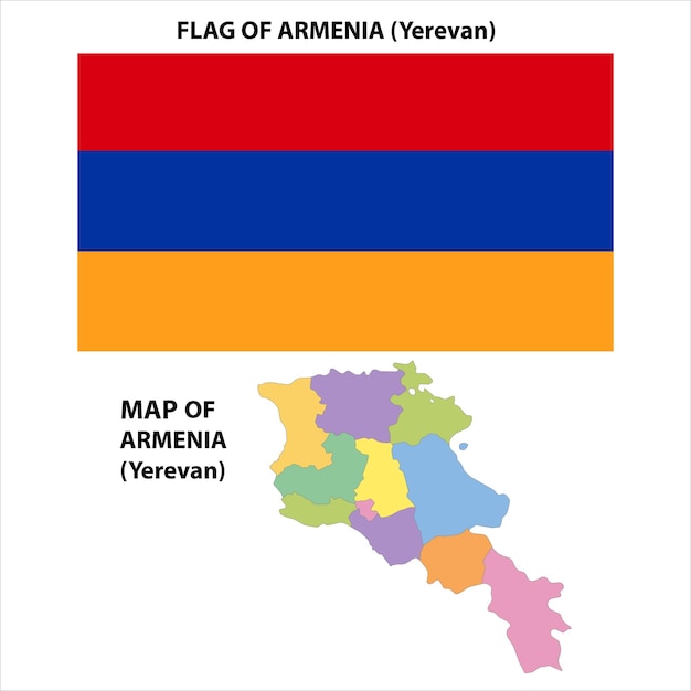 Flag and Map of Armenia Vector Design