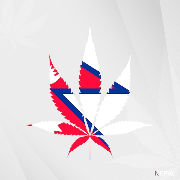 Flag of Nepal in Marijuana leaf shape The concept of legalization Cannabis in Nepal