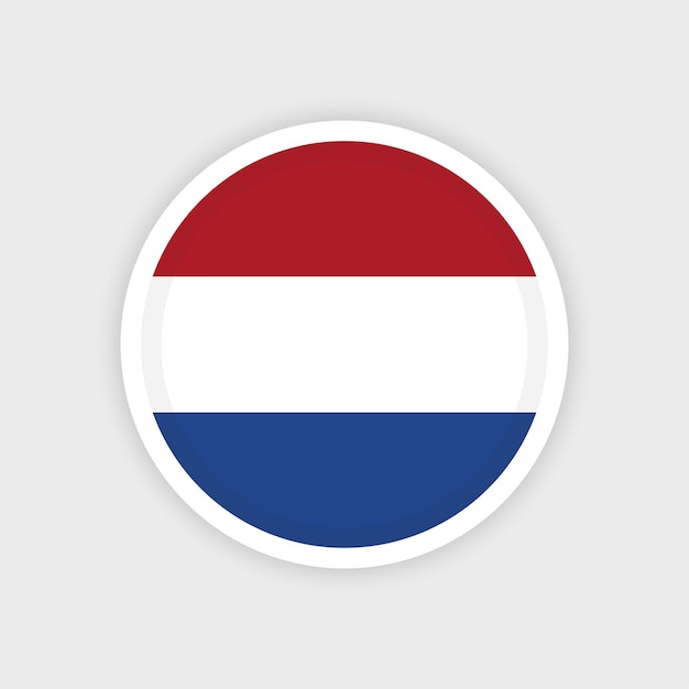 Flag of Netherland with circle frame and white background