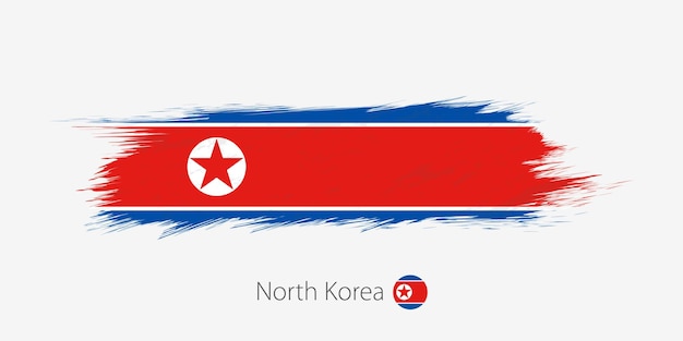 Flag of North Korea grunge abstract brush stroke on gray background