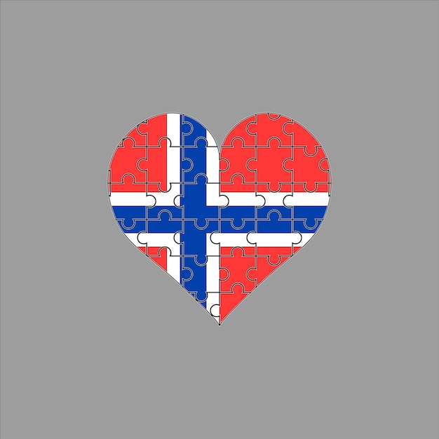 Flag of Norway in the form of heart puzzle on gray background