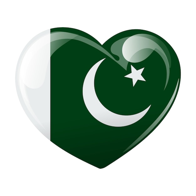 Flag of Pakistan in the shape of a heart Heart with flag of Pakistan 3D illustration vector