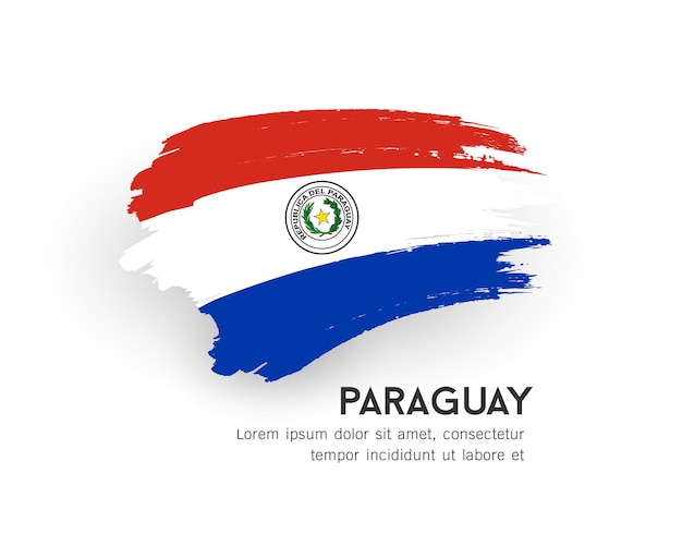 Flag of Paraguay vector brush stroke design isolated on white background illustration