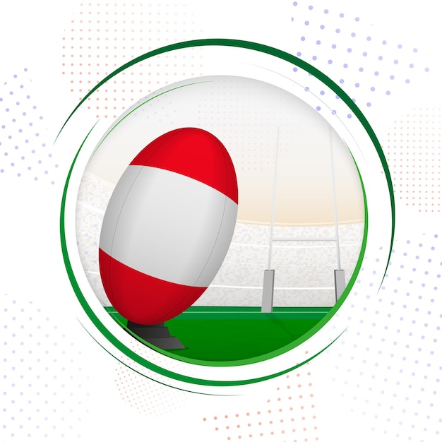 Flag of Peru on rugby ball Round rugby icon with flag of Peru