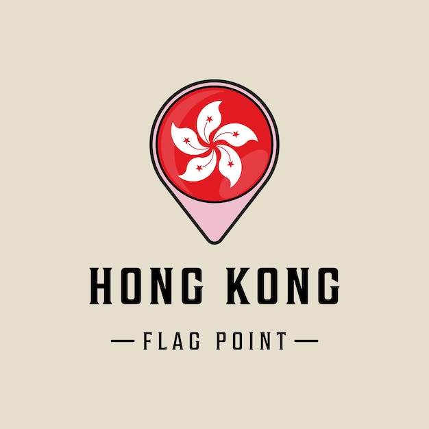 Flag point hong kong logo vector illustration template icon graphic design maps location country sign or symbol