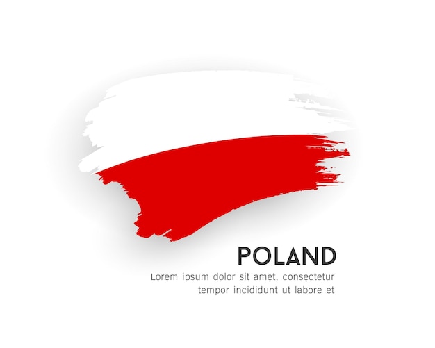 Flag of Poland, brush stroke design isolated on white background, EPS10 vector illustration