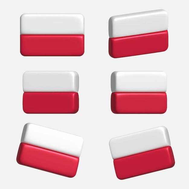 Flag of Poland in different 3D projections 3d flag of Poland from different angles