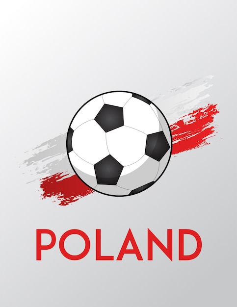 Flag of Poland with soccer ball as a background