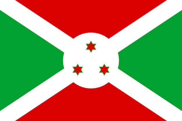 Flag Republic of Burundi Patriotic sign african country in official national colors and proportion correctly Patriotic sign Eastern Africa state Vector icon illustration