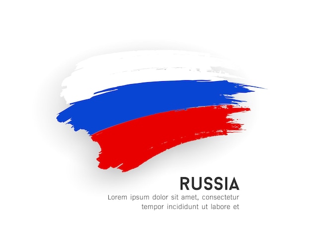 Flag of Russia brush stroke design isolated on white background EPS10 vector illustration