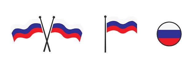 Flag of Russia Waving flag of Russia Round icon Flat vector illustartion