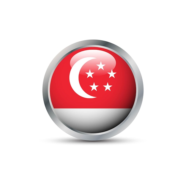 Flag of Singapore 3D badge.