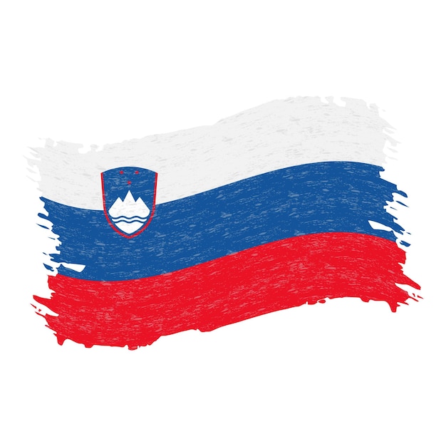 Flag of Slovenia Grunge Abstract Brush Stroke Isolated On A White Background Vector Illustration