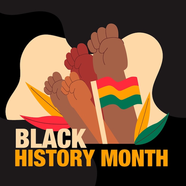 Flag of South Africa hands in a fist hand drawn black history month vector illustration