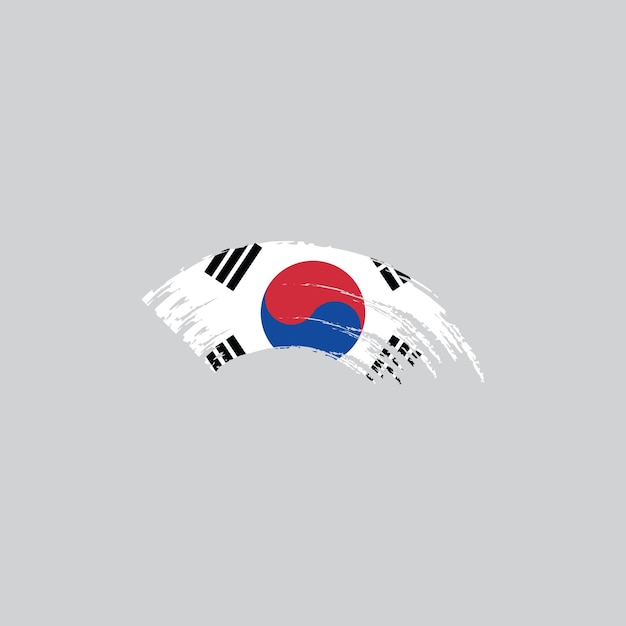 Flag of South Korea in Brush Stroke Vector.