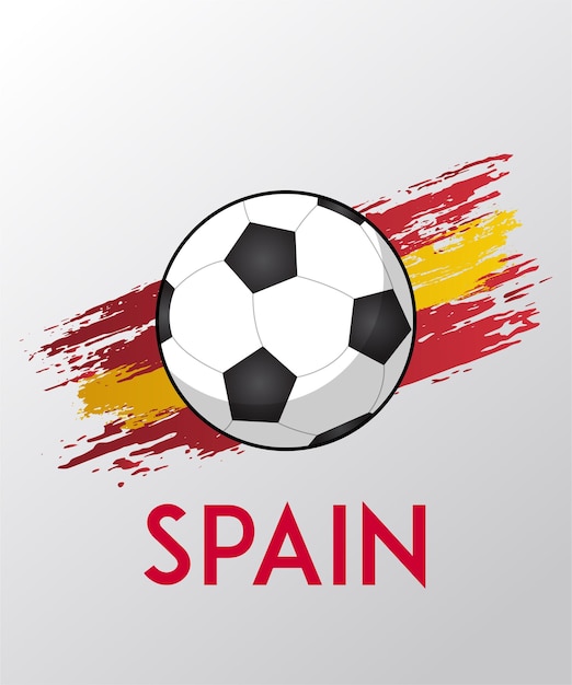 Flag of Spain with Soccer Ball as a Background