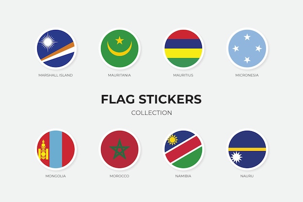 Flag Stickers of Marshall Island Mauritania Mauritius Micronesia Mongolia Morocco Namibia Nauru