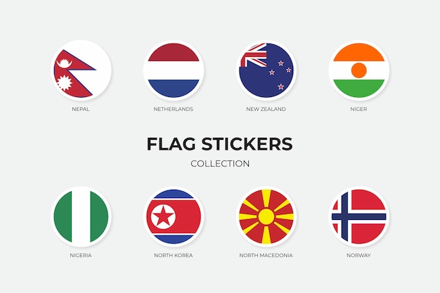 Flag Stickers of Nepal Netherland New Zealand Niger Nigeria North Korea North Macedonia Norway