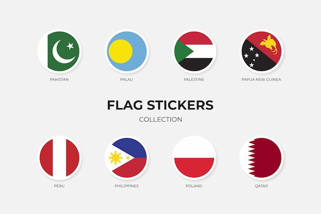 Flag Stickers of Pakistan Palau Palestine Papua New Guinea Peru Philippine Poland Qatar