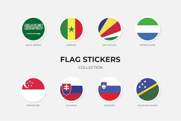 Flag Stickers of Saudi Arabia Senegal Seychelles Sierra Leono Singapore Slovakia Slovenia Solomon