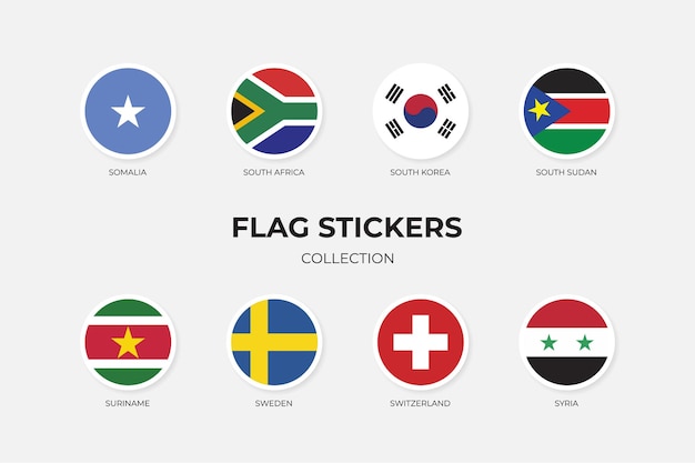 Flag Stickers of Somalia South Africa South Korea South Sudan Suriname Sweden Switzerland Syria