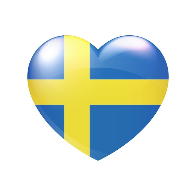 Flag of Sweden in heart Swedish emblem icon vector Country love symbol Isolated illustration eps10