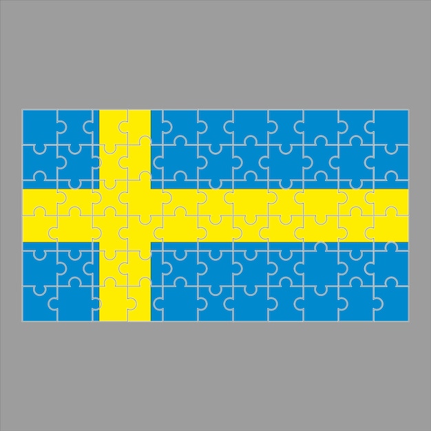 Flag of Sweden puzzle on gray background Vector illustration