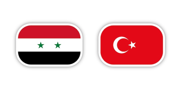 flag of syria and flag of turkey vector badge illustration