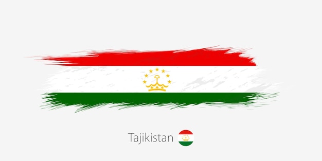 Flag of Tajikistan grunge abstract brush stroke on gray background