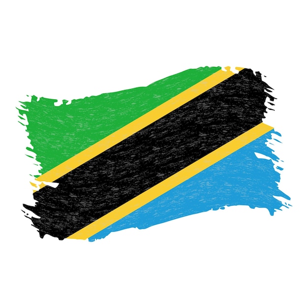 Flag of Tanzania Grunge Abstract Brush Stroke Isolated On A White Background Vector Illustration