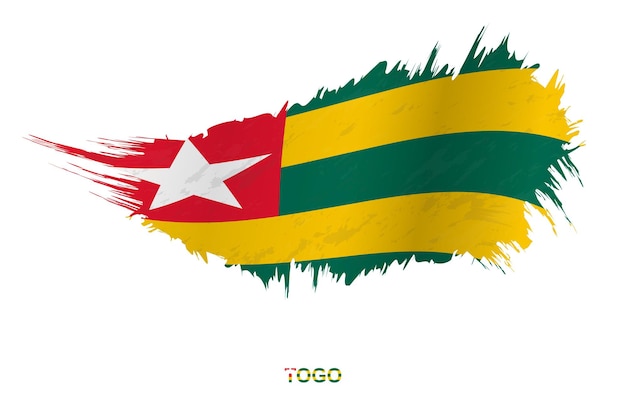 Flag of Togo in grunge style with waving effect, vector grunge brush stroke flag.