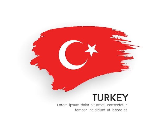 Flag of Turkey brush stroke design isolated on white background EPS10 vector illustration