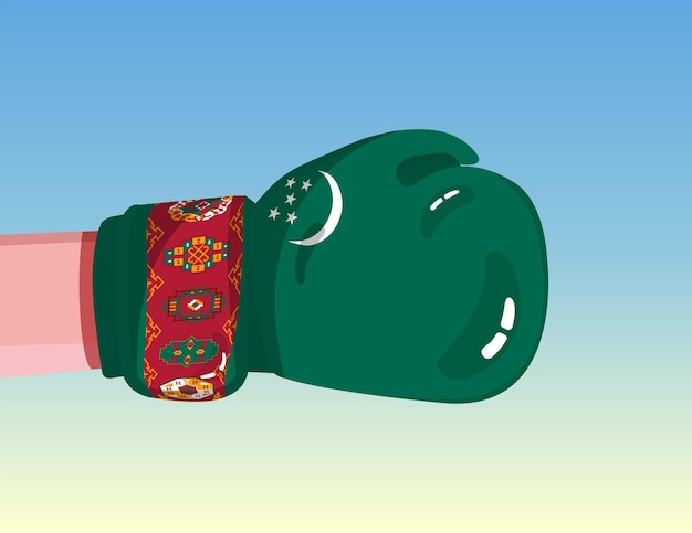 Flag of Turkmenistan on boxing glove Confrontation between countries with competitive power