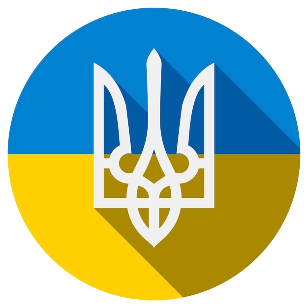 Flag of Ukraine circle icon with trident