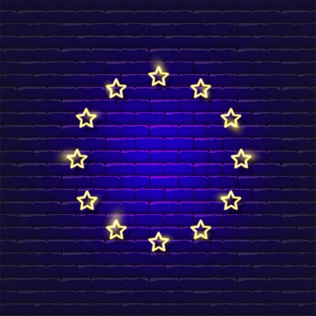 Flag of Ukraine and the European Union glowing sign