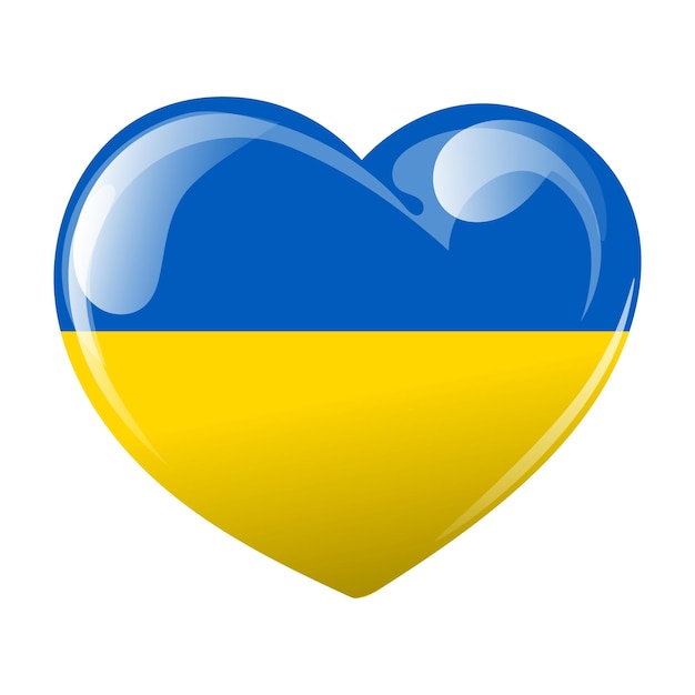 Flag of Ukraine in the shape of a heart Heart with flag of Ukraine 3D illustration vector