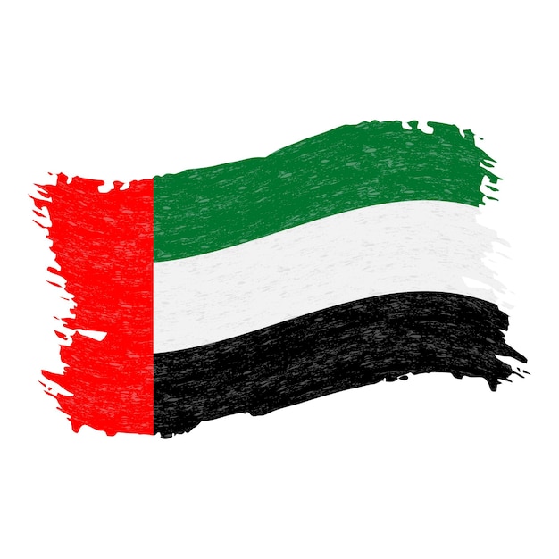 Flag of United Arab Emirates Grunge Abstract Brush Stroke Isolated On A White Background Vector