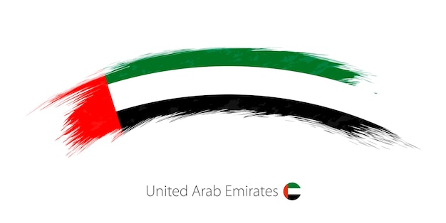 Flag of United Arab Emirates in rounded grunge brush stroke. Vector illustration.